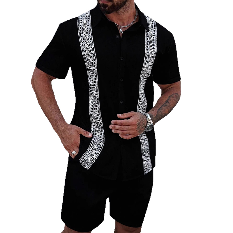 Ensemble 2 pièces pour homme : chemise décontractée et short