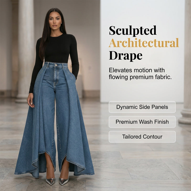 💞 PLUS DE 50.000 VENDUS-Jean taille haute à jambes larges – Look avant-gardiste au tombé spectaculaire !