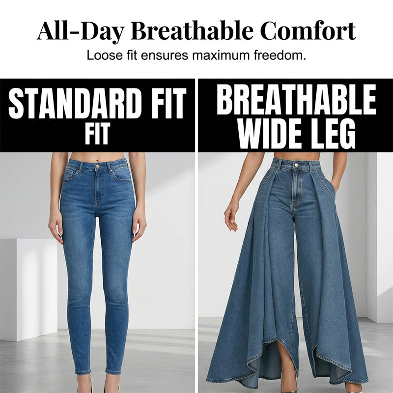 💞 PLUS DE 50.000 VENDUS-Jean taille haute à jambes larges – Look avant-gardiste au tombé spectaculaire !