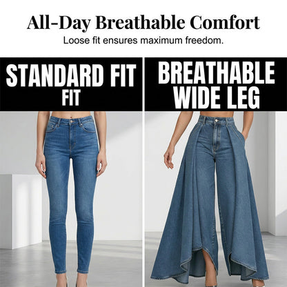 💞 PLUS DE 50.000 VENDUS-Jean taille haute à jambes larges – Look avant-gardiste au tombé spectaculaire !