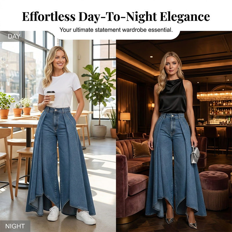 💞 PLUS DE 50.000 VENDUS-Jean taille haute à jambes larges – Look avant-gardiste au tombé spectaculaire !