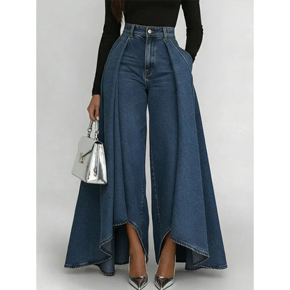 💞 PLUS DE 50.000 VENDUS-Jean taille haute à jambes larges – Look avant-gardiste au tombé spectaculaire !