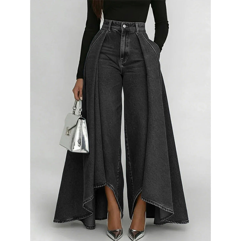 💞 PLUS DE 50.000 VENDUS-Jean taille haute à jambes larges – Look avant-gardiste au tombé spectaculaire !