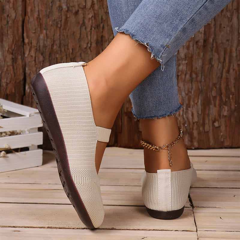🔥VENTE CHAUDE🔥 Ballerines en tricot respirant pour femme – Douces et respirantes, confortables même après de longues promenades👟🌬️