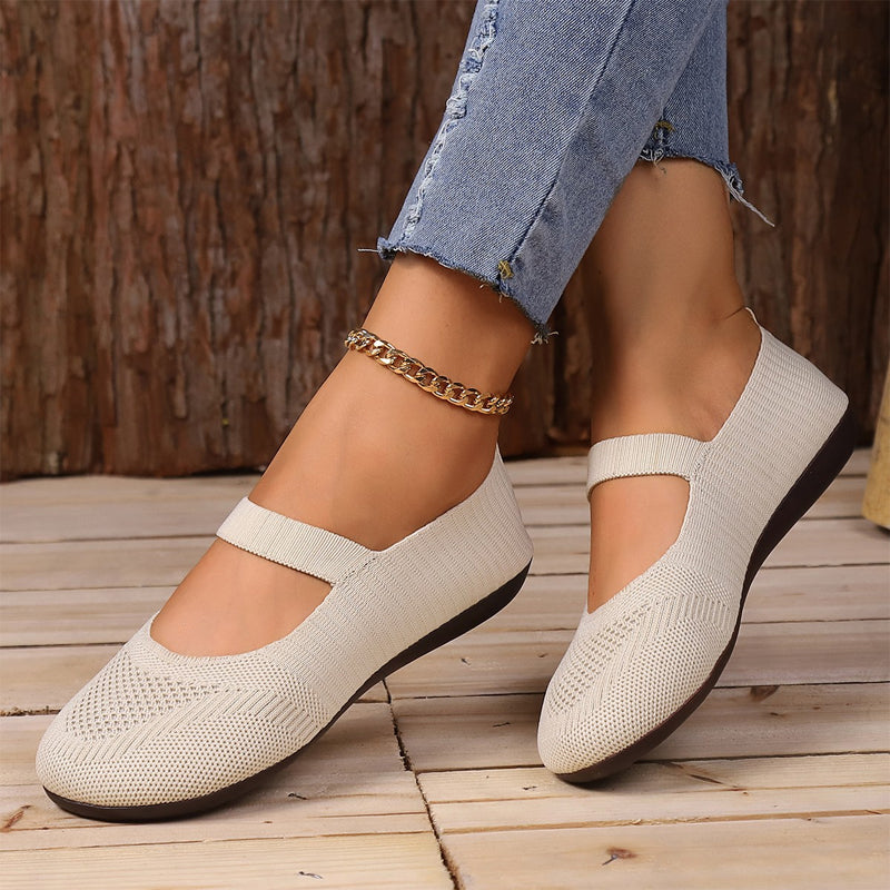 🔥VENTE CHAUDE🔥 Ballerines en tricot respirant pour femme – Douces et respirantes, confortables même après de longues promenades👟🌬️