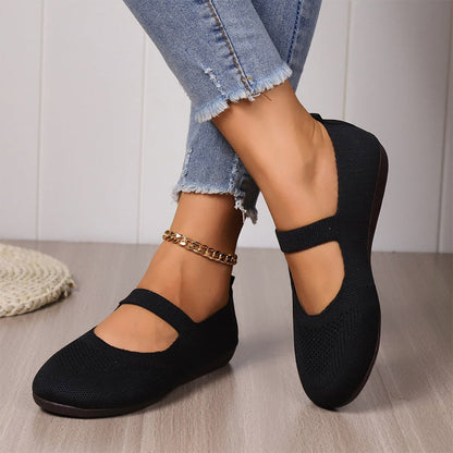 🔥VENTE CHAUDE🔥 Ballerines en tricot respirant pour femme – Douces et respirantes, confortables même après de longues promenades👟🌬️