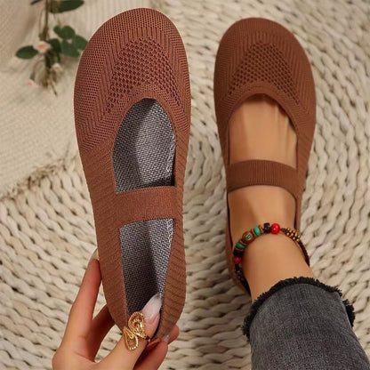 🔥VENTE CHAUDE🔥 Ballerines en tricot respirant pour femme – Douces et respirantes, confortables même après de longues promenades👟🌬️
