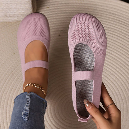 🔥VENTE CHAUDE🔥 Ballerines en tricot respirant pour femme – Douces et respirantes, confortables même après de longues promenades👟🌬️