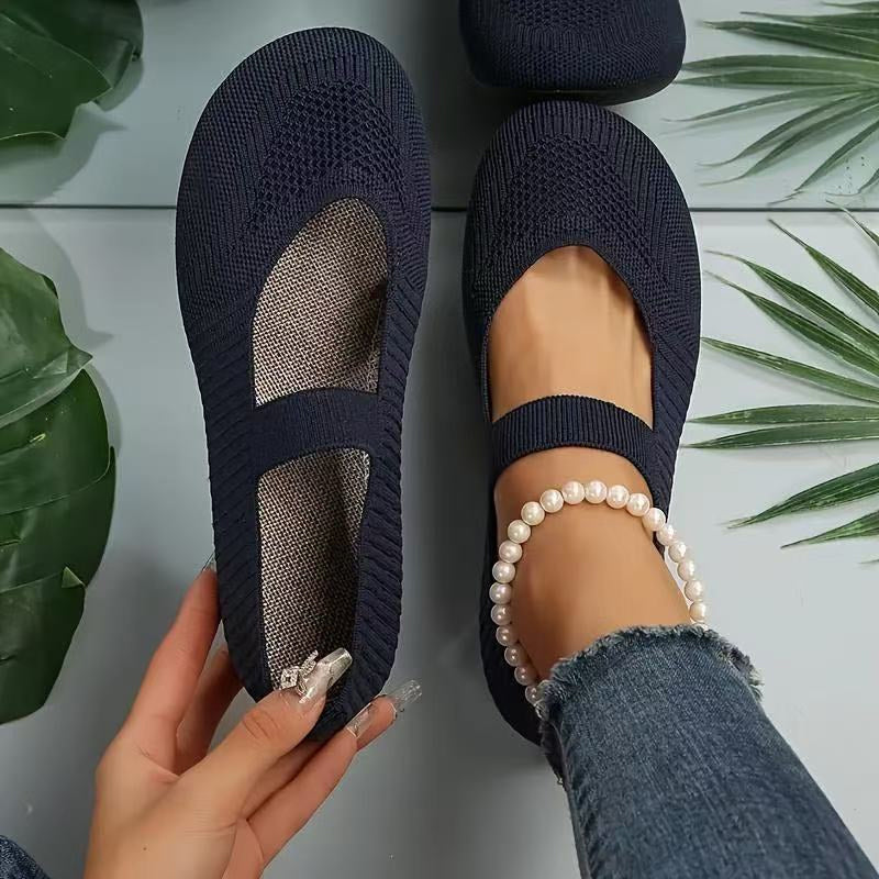 🔥VENTE CHAUDE🔥 Ballerines en tricot respirant pour femme – Douces et respirantes, confortables même après de longues promenades👟🌬️