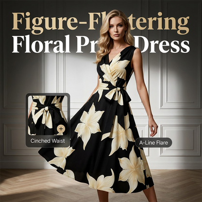 ⏳Spécial à durée limitée⏰Robe sans manches à imprimé floral pour femme👗