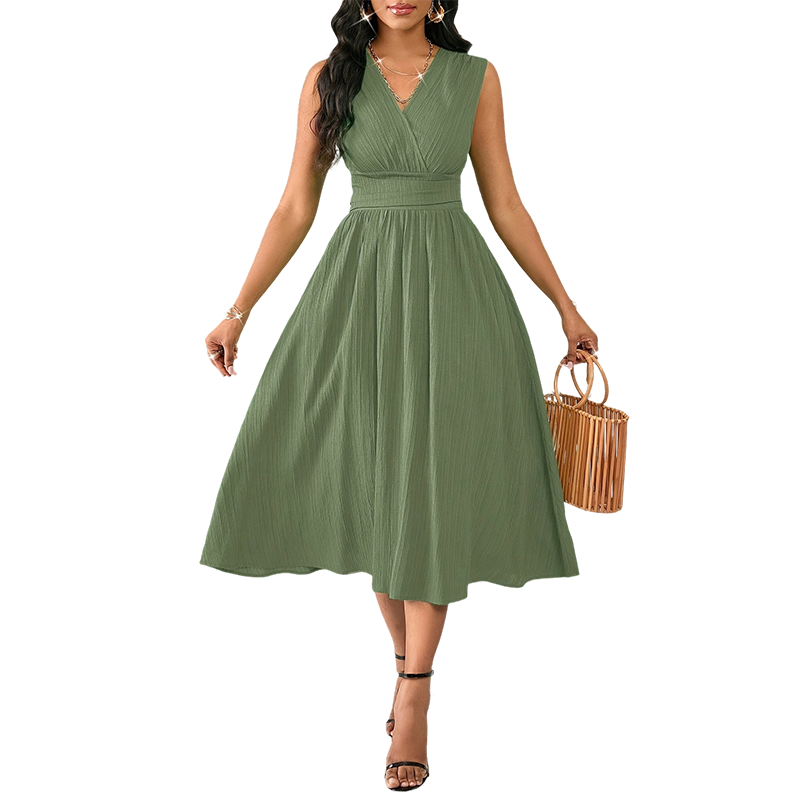 🔥 Le look le plus tendance de cet été ! Robe Élégante Sans Manches Col V pour Femme