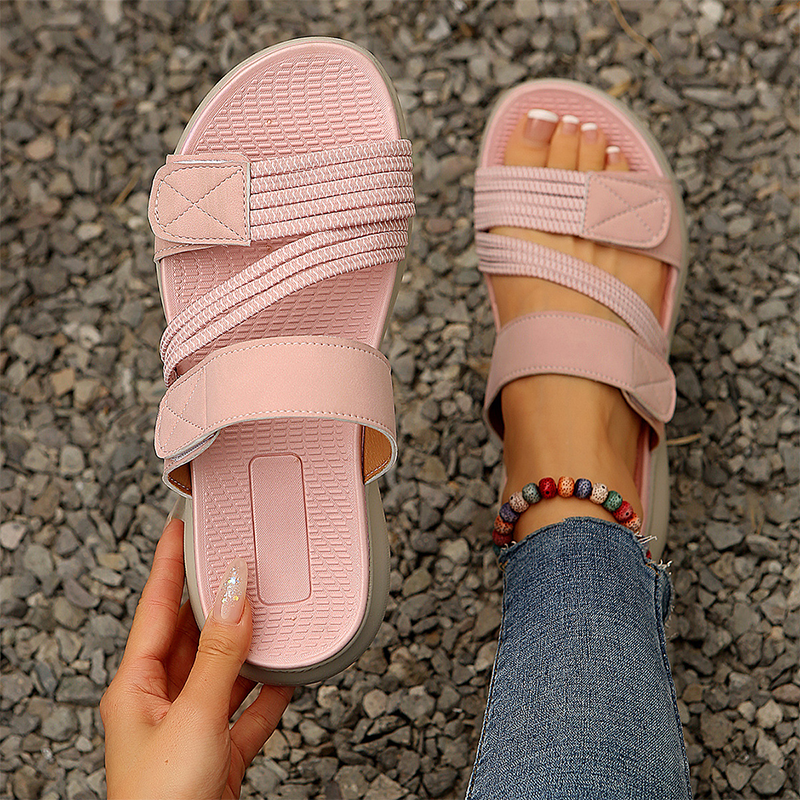 🔥 Le look le plus tendance de cet été !！Sandales plates décontractées à lanières multiples pour femme