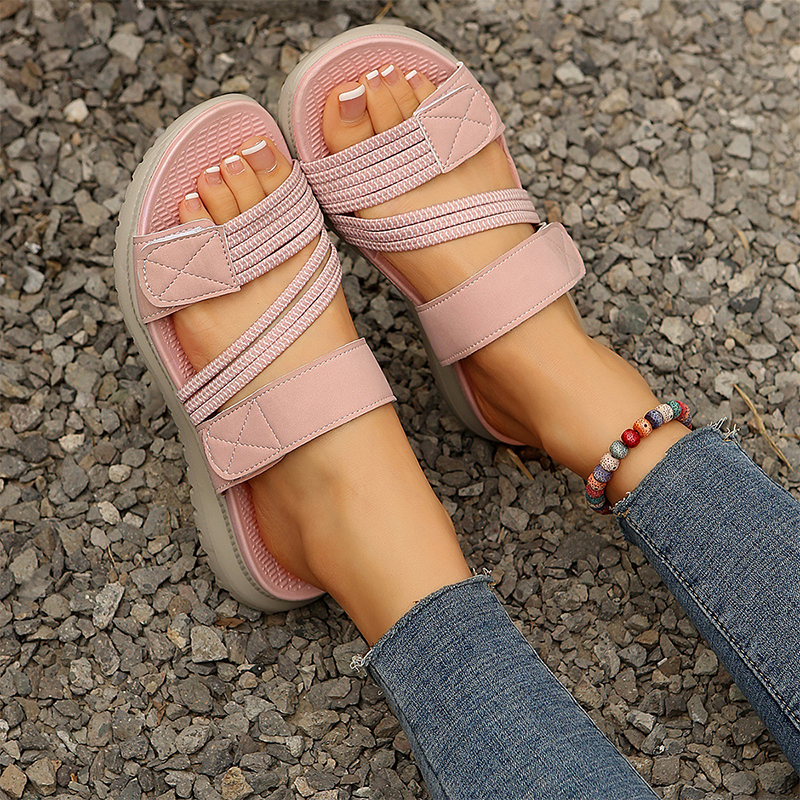 🔥 Le look le plus tendance de cet été !！Sandales plates décontractées à lanières multiples pour femme