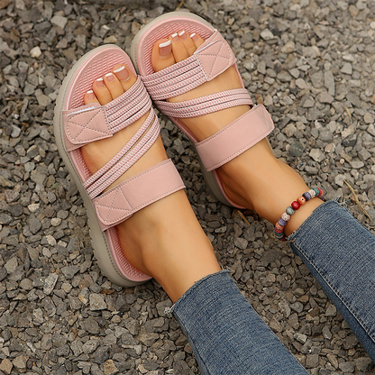 🔥 Le look le plus tendance de cet été !！Sandales plates décontractées à lanières multiples pour femme