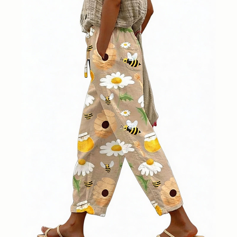 ⭐ Plus de 5.000 avis positifs ! Pantalon court décontracté à imprimé floral pour femme