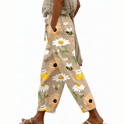 ⭐ Plus de 5.000 avis positifs ! Pantalon court décontracté à imprimé floral pour femme