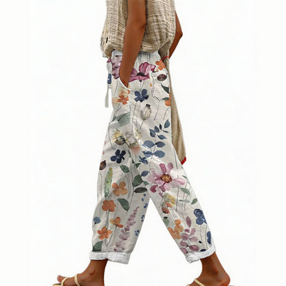 ⭐ Plus de 5.000 avis positifs ! Pantalon court décontracté à imprimé floral pour femme