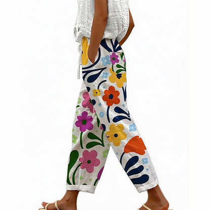 ⭐ Plus de 5.000 avis positifs ! Pantalon court décontracté à imprimé floral pour femme