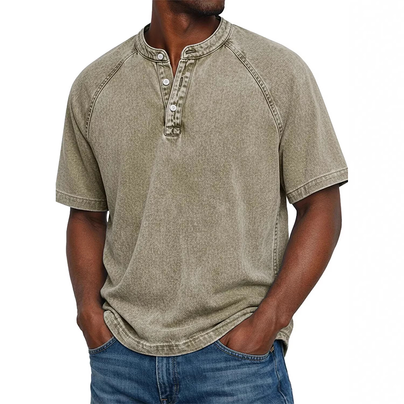 ⭐ Plus de 5.000 avis positifs ! Chemise décontractée à manches courtes et col mao pour homme