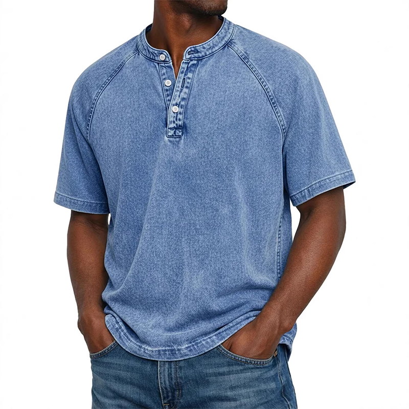 ⭐ Plus de 5.000 avis positifs ! Chemise décontractée à manches courtes et col mao pour homme