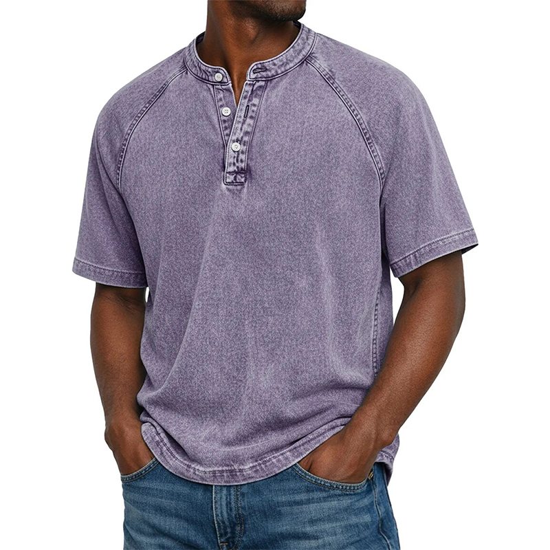 ⭐ Plus de 5.000 avis positifs ! Chemise décontractée à manches courtes et col mao pour homme