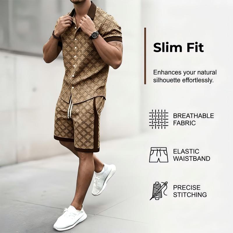 👕 50% DE RÉDUCTION 🌞 Ensemble d’été 2 pièces imprimé pour homme – T-shirt & short assortis – Léger, respirant & coupe décontractée – parfait pour la plage, les vacances ou les journées chaudes 🩳