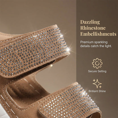 🚚 Réapprovisionnement – dépêchez-vous ! Sandales pour femmes à talons compensés ornées de strass scintillants