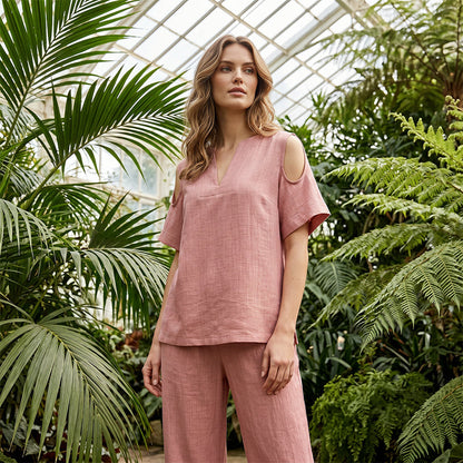⏳ Dernière heure – -50% se termine ! Ensemble tunique et pantalon coupe ample, couleur unie