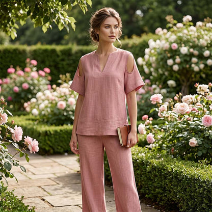⏳ Dernière heure – -50% se termine ! Ensemble tunique et pantalon coupe ample, couleur unie