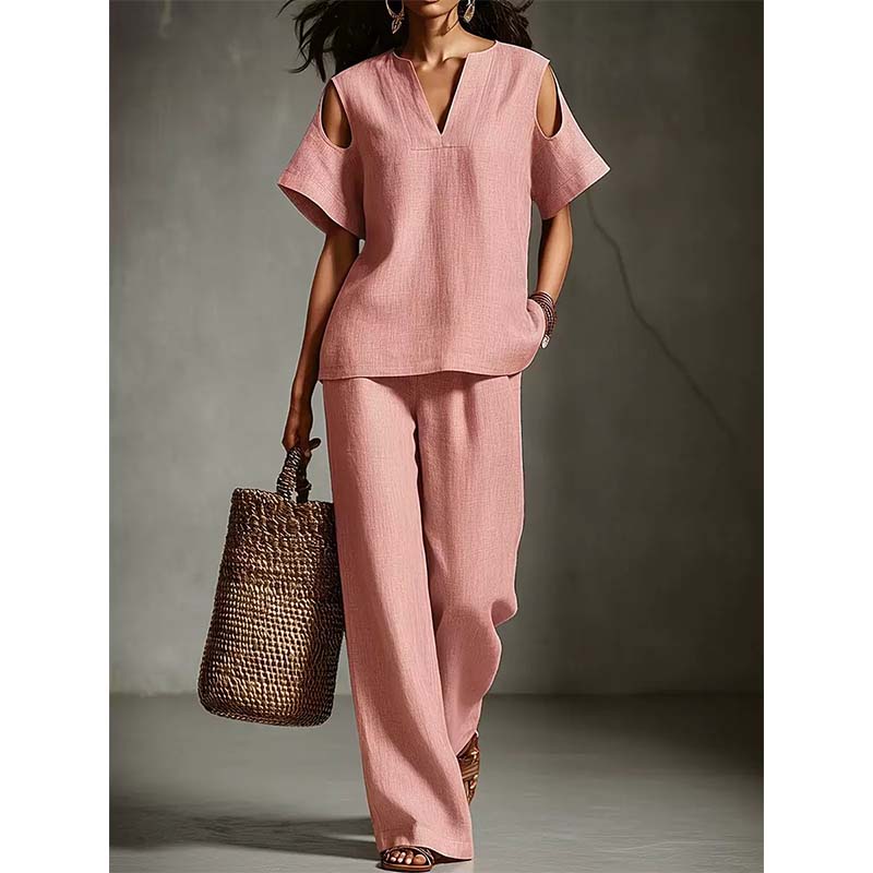⏳ Dernière heure – -50% se termine ! Ensemble tunique et pantalon coupe ample, couleur unie