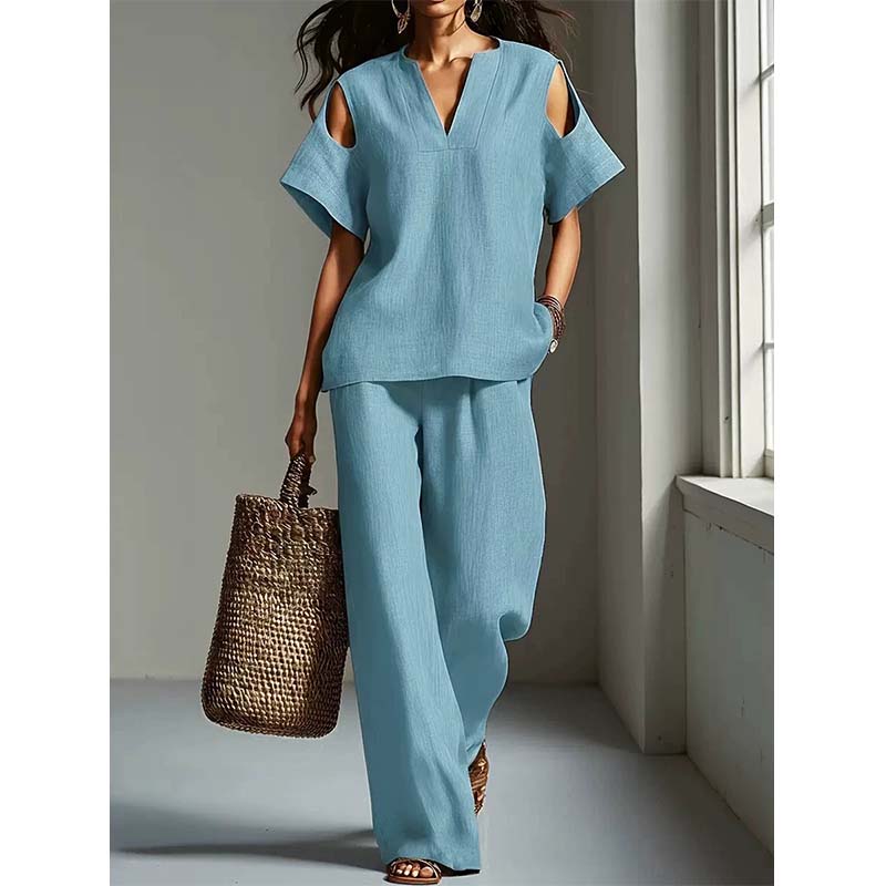 ⏳ Dernière heure – -50% se termine ! Ensemble tunique et pantalon coupe ample, couleur unie