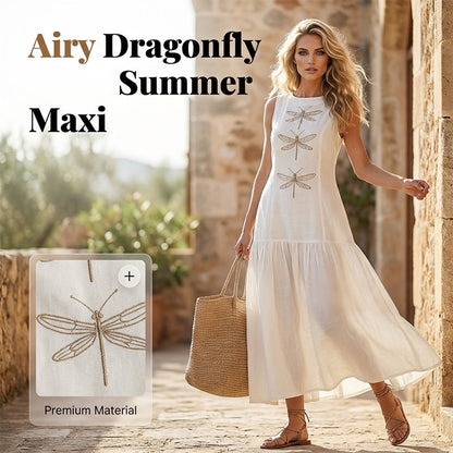 ⏰ -50% – Pour une durée limitée ! Robe ample sans manches à imprimé libellule pour femme