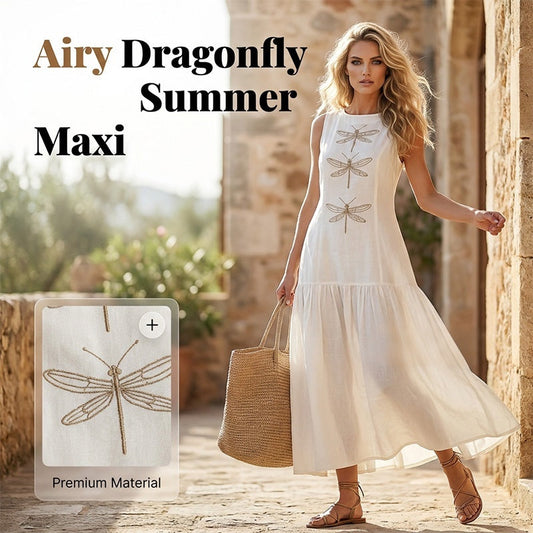 ⏰ -50% – Pour une durée limitée ! Robe ample sans manches à imprimé libellule pour femme