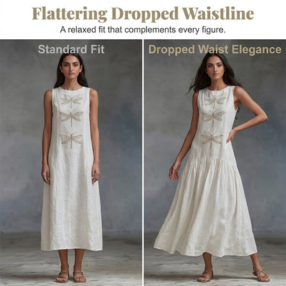 ⏰ -50% – Pour une durée limitée ! Robe ample sans manches à imprimé libellule pour femme
