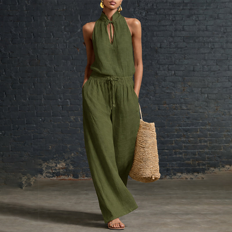 ⏰ -50% – Pour une durée limitée ! Ensemble pour femme composé d'un haut dos nu et d'un pantalon à jambes larges