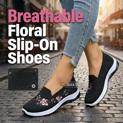 👟🌸 Chaussures slip-on en maille à motifs floraux