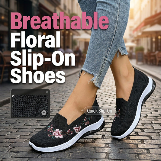 👟🌸 Chaussures slip-on en maille à motifs floraux