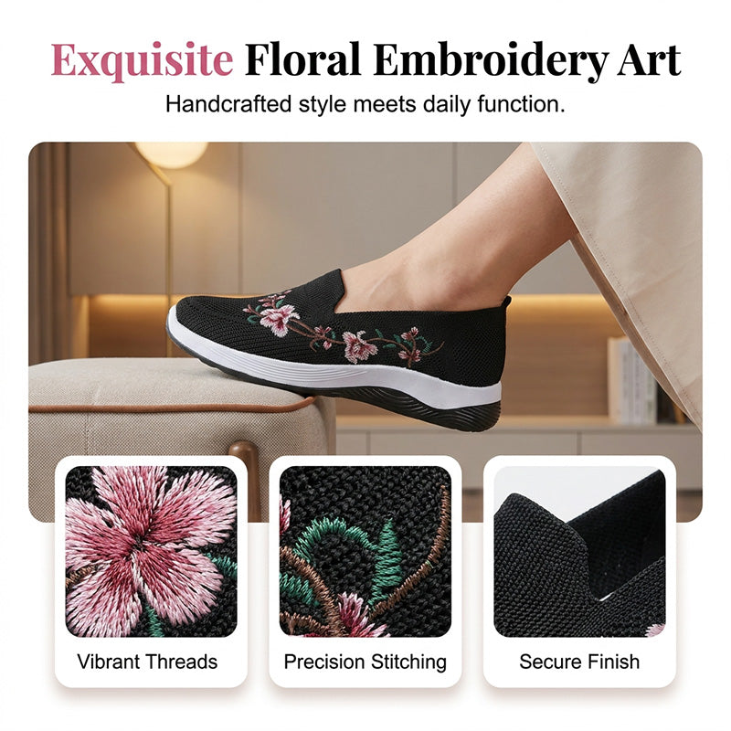 👟🌸 Chaussures slip-on en maille à motifs floraux