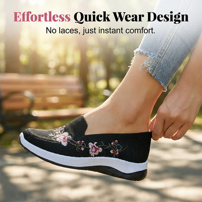 👟🌸 Chaussures slip-on en maille à motifs floraux