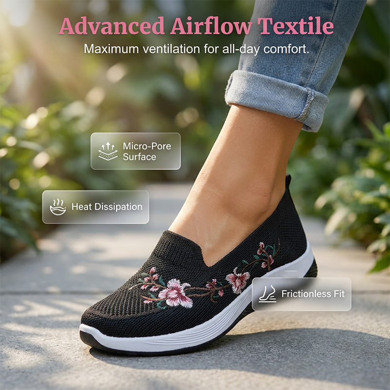 👟🌸 Chaussures slip-on en maille à motifs floraux