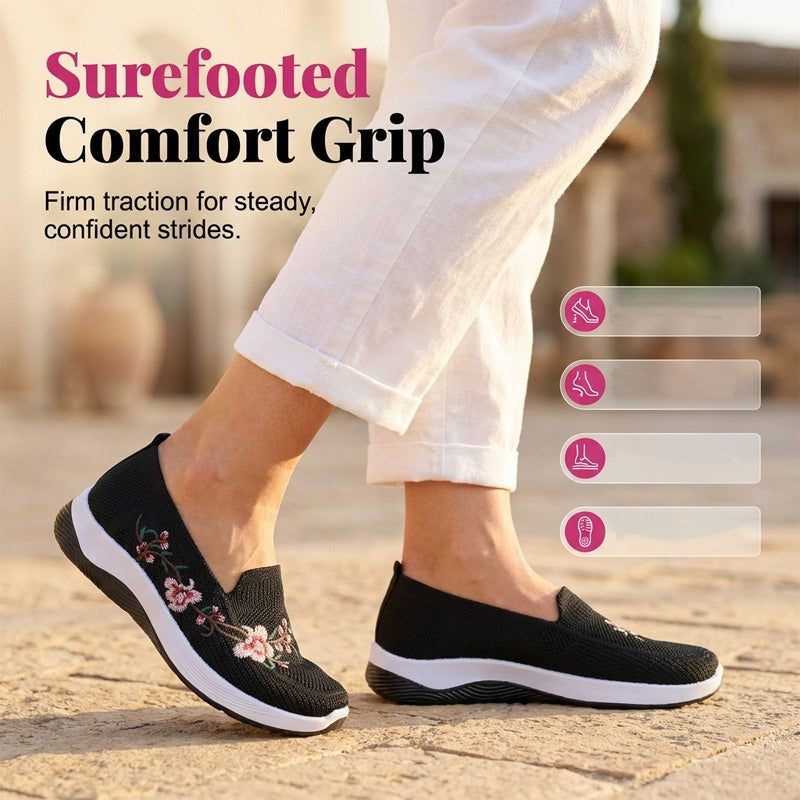 👟🌸 Chaussures slip-on en maille à motifs floraux