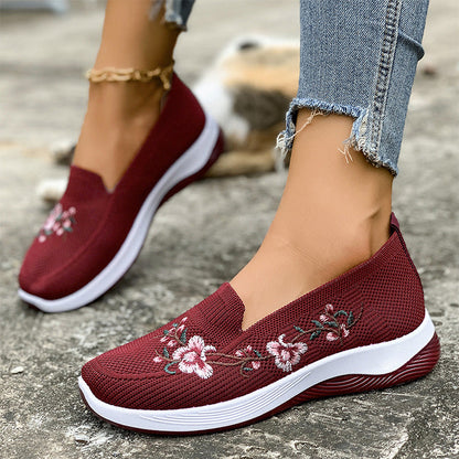 👟🌸 Chaussures slip-on en maille à motifs floraux