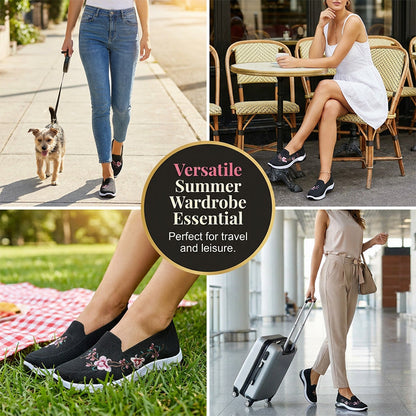 👟🌸 Chaussures slip-on en maille à motifs floraux