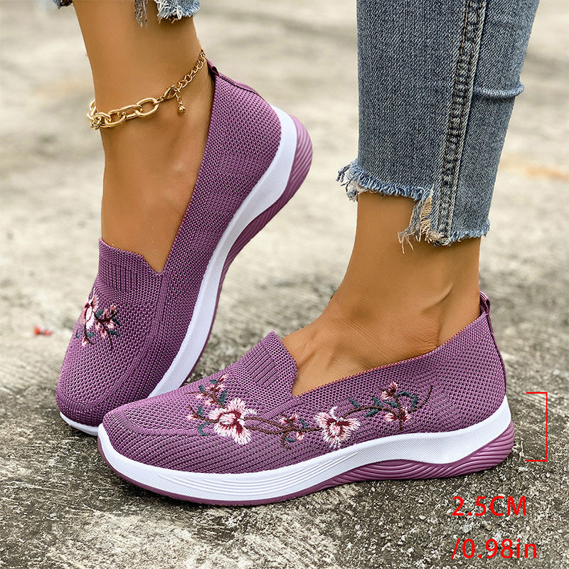 👟🌸 Chaussures slip-on en maille à motifs floraux