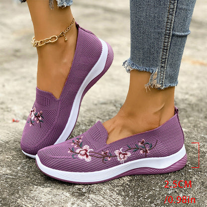 👟🌸 Chaussures slip-on en maille à motifs floraux