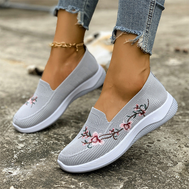 👟🌸 Chaussures slip-on en maille à motifs floraux