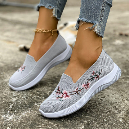 👟🌸 Chaussures slip-on en maille à motifs floraux