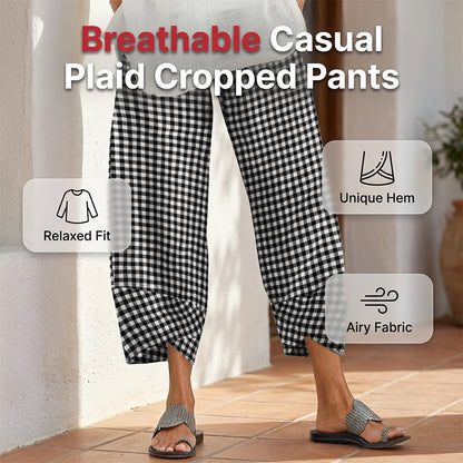 ⭐ Plus de 5.000 avis positifs ! Pantalon décontracté à carreaux et patchwork pour femme, longueur cheville