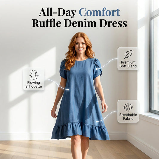 👗 Nouveauté fraîchement arrivée – -50% pour goûter !✨Elegantes Kleid aus gewaschenem Denim – Lässige Eleganz für jeden Tag💙