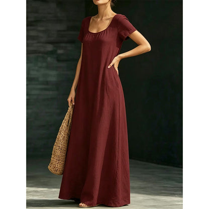 📢📢50 % DE RÉDUCTION !! ⏰Robe longue d'été minimaliste à encolure rond